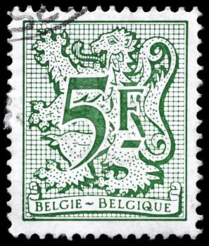 BELGIUM - CIRCA 1980: A Stamp printed in BELGIUM shows the Heraldic Lion, series, circa 1980