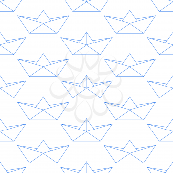 Seamless pattern of the contour folded paper boats