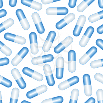 Seamless pattern of the blue capsule tablets