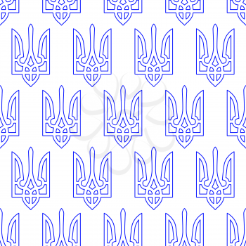 Seamless pattern of the contour coat of arms of Ukraine