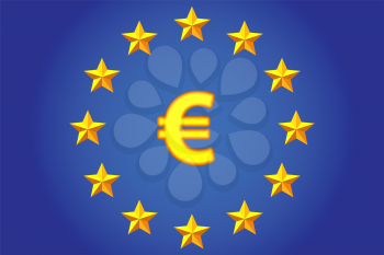 National flag of the European Union and euro symbol