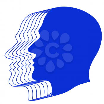 Illustration of the abstract contour silhouette layer human profile heads