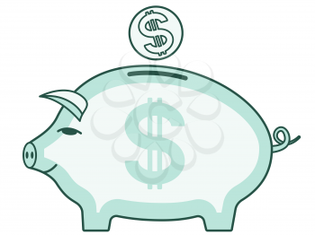Illustration of the cartoon piggy bank