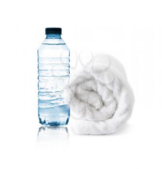 Royalty Free Photo of a Bottle of Water and Towel