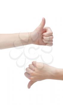 Royalty Free Photo of a Thumbs Up and Down