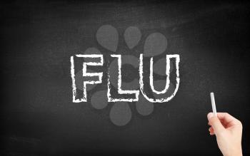 Flu written on a blackboard