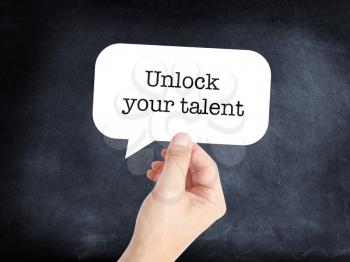 Unlock talent written on a speechbubble