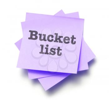 Bucket list written on a note