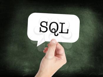 SQL written on a speechbubble