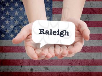 Raleigh written in a speechbubble