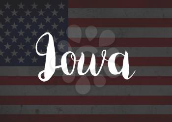 Iowa written on flag