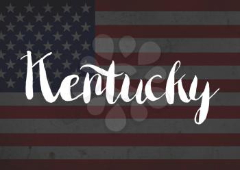Kentucky written on flag