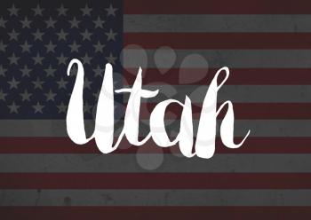 Utah written on flag