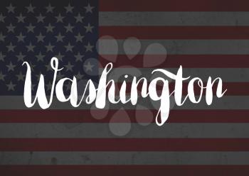 Washington written on flag