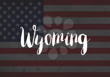 Wyoming written on flag