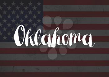 Oklahoma written on flag