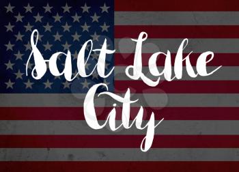 Salt lake city written with hand-written letters