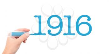 The year of 1916written with a marker