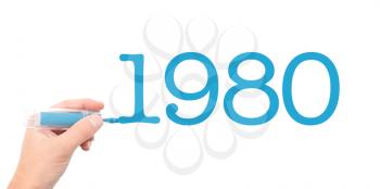 The year of 1980written with a marker