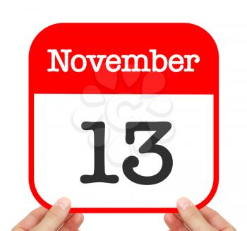 November 13 written on a calendar