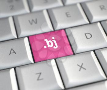 The .bj domain name on a keyboard key