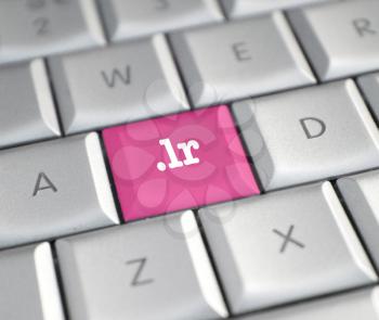 The .lr domain name on a keyboard key