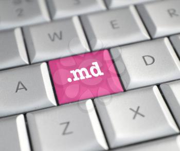 The .md domain name on a keyboard key