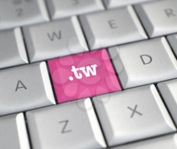 The .tw domain name on a keyboard key