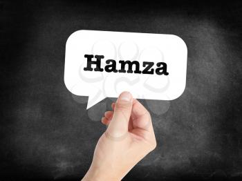 Hamza written in a speechbubble 