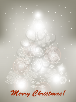 Royalty Free Clipart Image of a Christmas Tree Made of Snowflakes