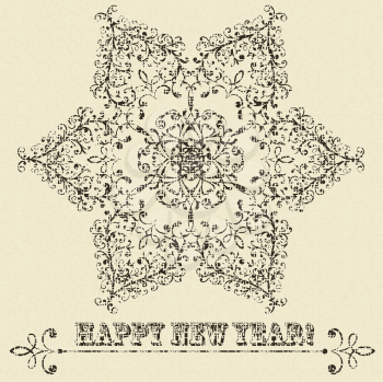 Royalty Free Clipart Image of a Snowflake with Happy New Year