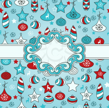 Royalty Free Clipart Image of a Background of Christmas Ornaments