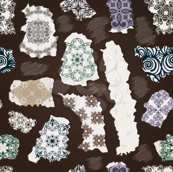 Royalty Free Clipart Image of Pieces of Paper with Flower Patterns