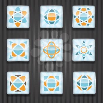 9 abstract logo  vector shiny icons,  transparency effects, fully editable eps 10 file