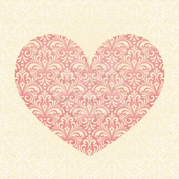 Royalty Free Clipart Image of a Heart With a Victorian Pattern