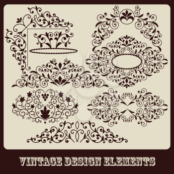 Vector  vintage floral design elements 