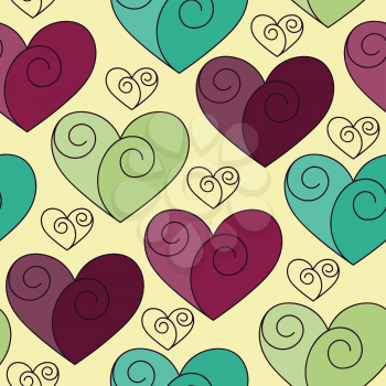 Vector seamless Pattern with hearts, fully editable eps 10 file with clipping mask and seamless pattern in swatch menu