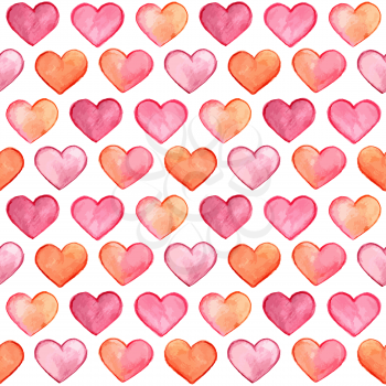 Vector Seamless Pattern with Watercolor Hearts, fully editable eps 10 file with clipping masks