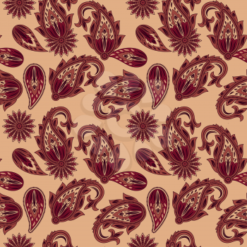 Vector Seamless Paisley Pattern in red