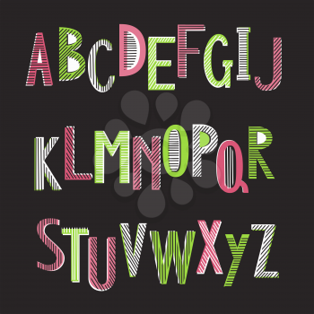 Vector Latin striped bright  alphabet