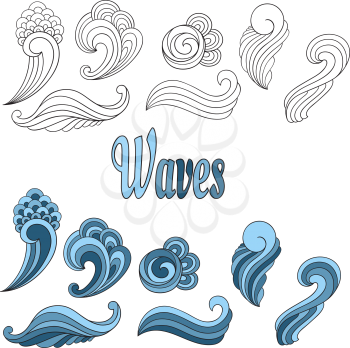 Vector Wavy Design Elements. Black and white and colorful elements