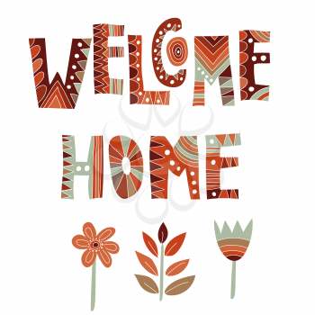 Home decoration poster.Vector illustration. Hand Drawn Doodle style.