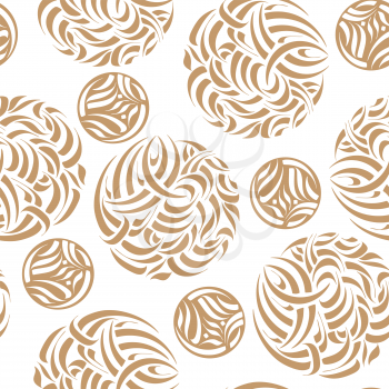 Vector Seamless Pattern wirh Christmas Balls. Hand Drawn Modern Digital Calligraphy. Golden Christmas Balls