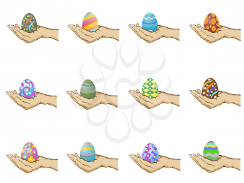 Royalty Free Clipart Image of a Person Holding Easter Eggs