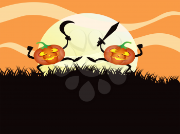 Royalty Free Clipart Image of Two Pumpkins