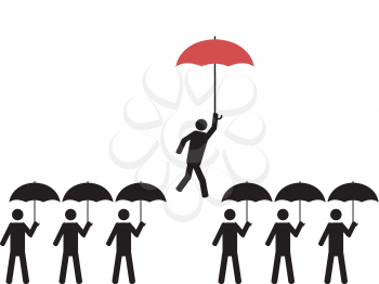 Royalty Free Clipart Image of People With Umbrellas