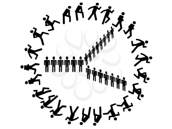 Royalty Free Clipart Image of People Forming a Clock