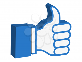 isolated 3d thumbs up icon on white background