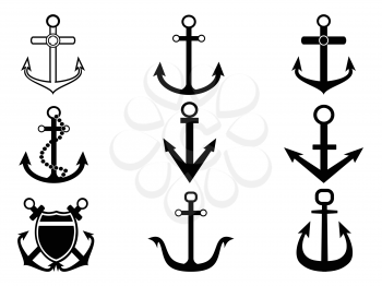 isolated anchor icons from white background