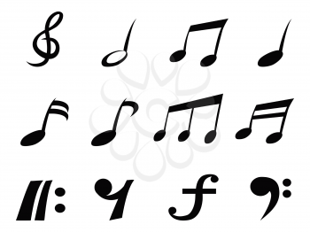 isolated music note icons from white background 